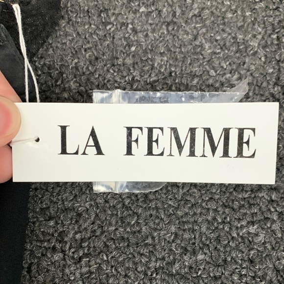 La Femme Black Floral Beaded Maxi Dress - Picture 2 of 13